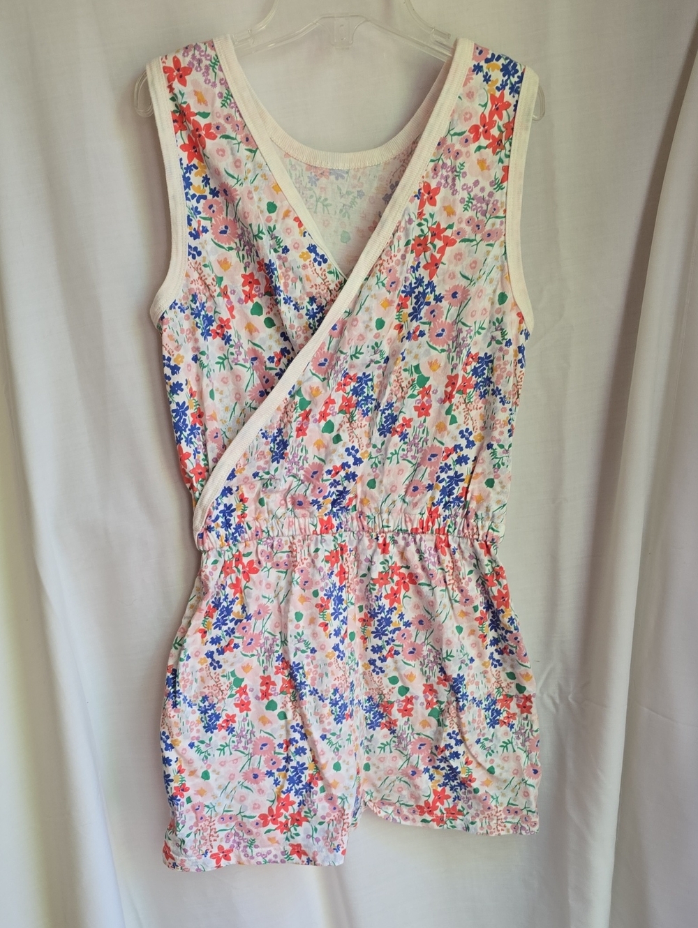 Tea Collection Pink Multi Floral Wrap-Front One-Piece Romper